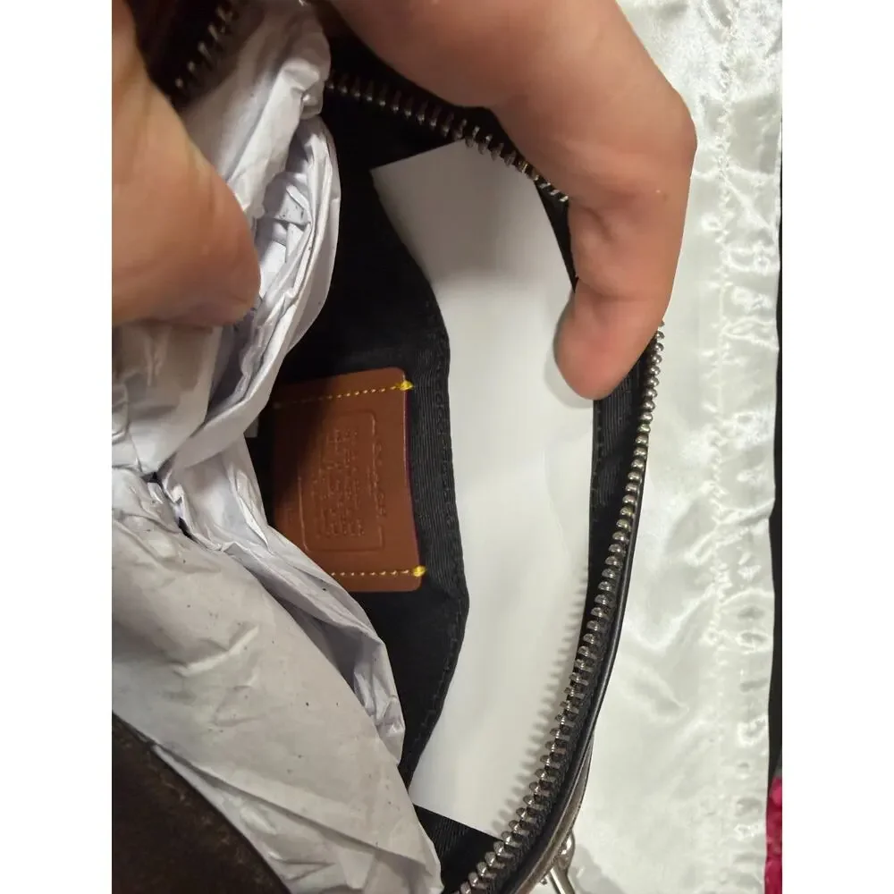 NWT B11-002 Coach Mini Carey Crossbody Bag In Loved Leather Black Brown CEQ76